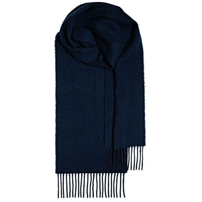 Navy Plain Coloured Pure Lambswool Unisex Scarf - Made in Scotland