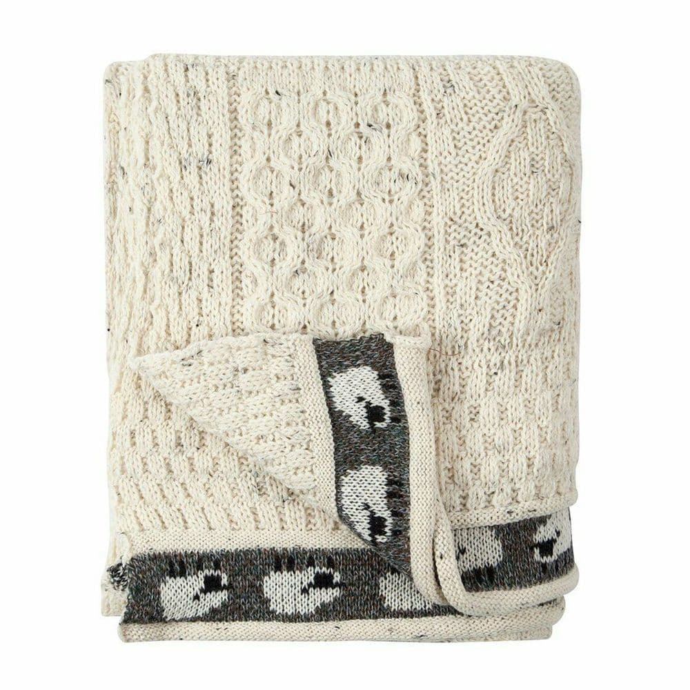 Pure British Aran Wool Nep Sheep Throw/Blanket