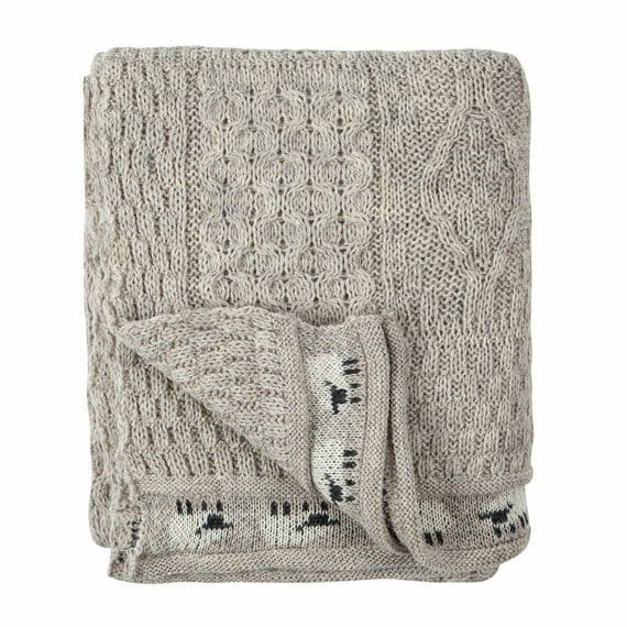 Pure British Aran Wool Oatmeal Sheep Throw/Blanket