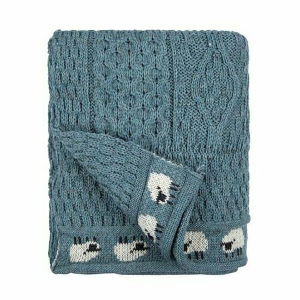 Pure British Aran Wool Summer Storm Sheep Throw/Blanket