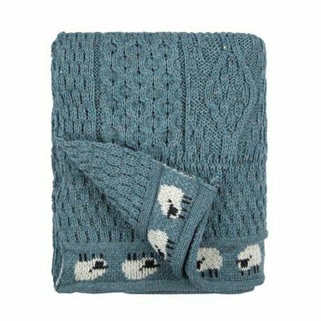 Pure British Aran Wool Summer Storm Sheep Throw/Blanket