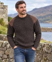 Brown Countryman Patch Aran Jumper | Pure British Wool
