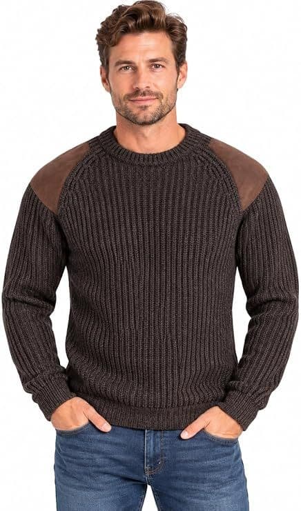 Brown Countryman Patch Aran Jumper | Pure British Wool
