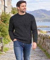 Charcoal Patch Aran Jumper | Pure British Wool
