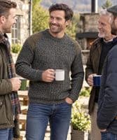 Derby Tweed Patch Aran Jumper | Pure British Wool
