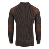 Pure British Wool Countryman Patch Crew Neck Brown Aran Jumper