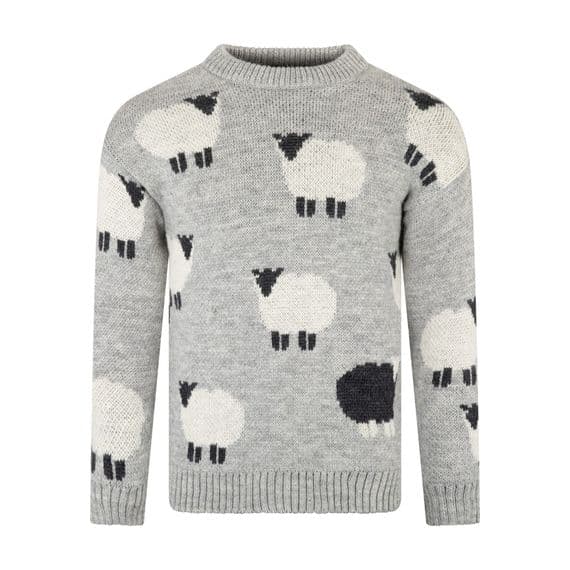 Grey Black Sheep Pullover | Pure British Wool
