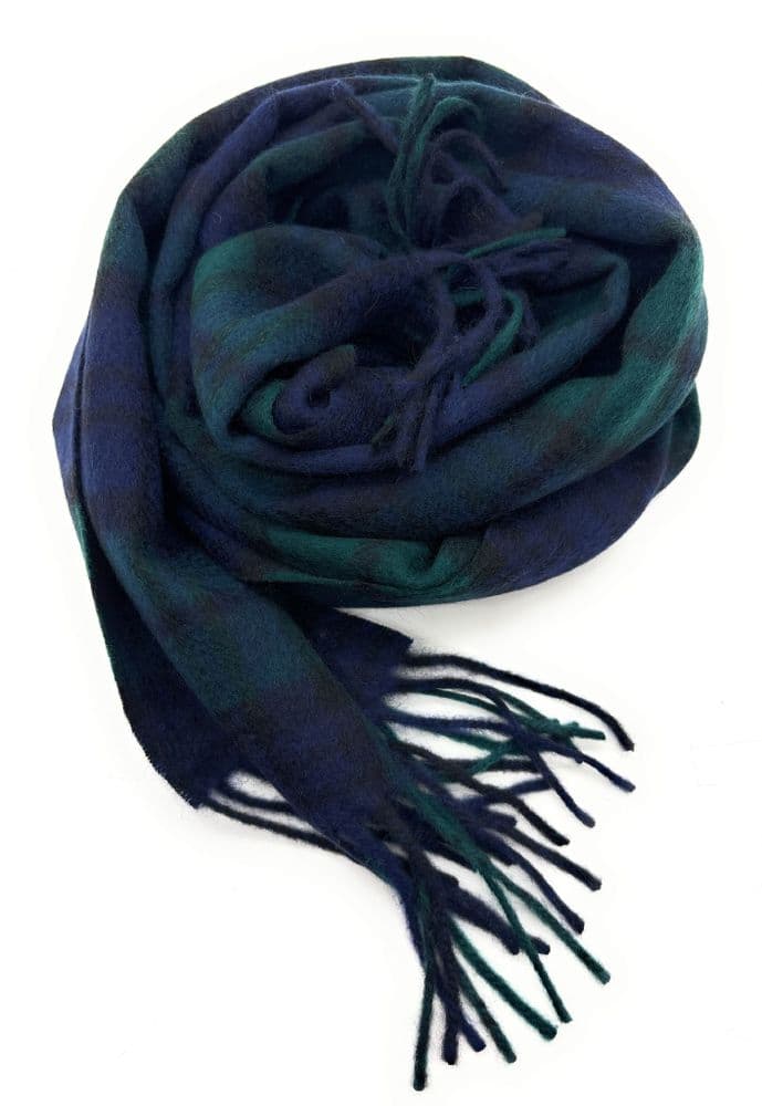 Pure Cashmere Black Watch Modern Tartan Clan Scarf