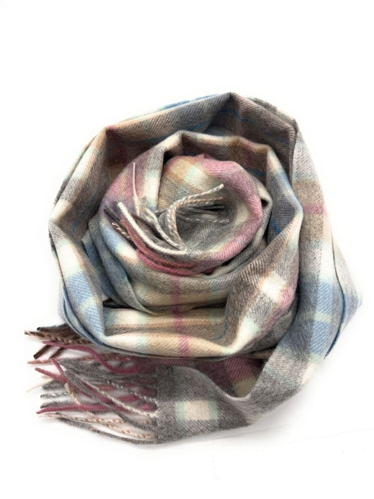 Pure Cashmere Buchanan Mix Grey Tartan Scarf