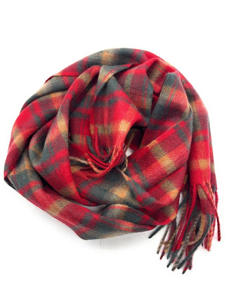 Pure Cashmere Dark Maple Leaf Tartan Scarf