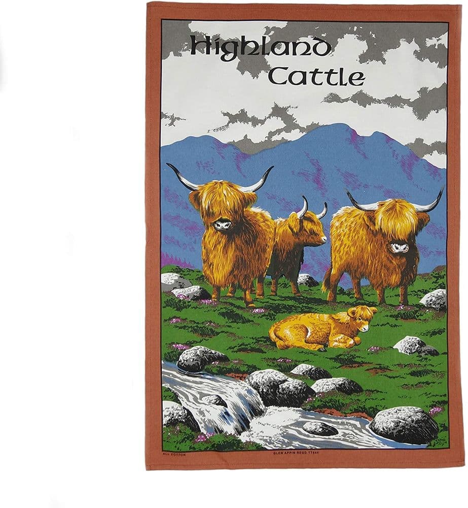 Pure Cotton Highland Cattle Tea Towel