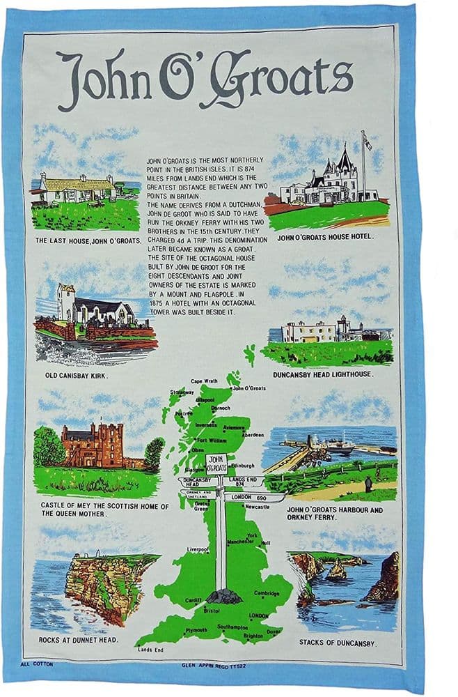 Pure Cotton John O ' Groats Tea Towel
