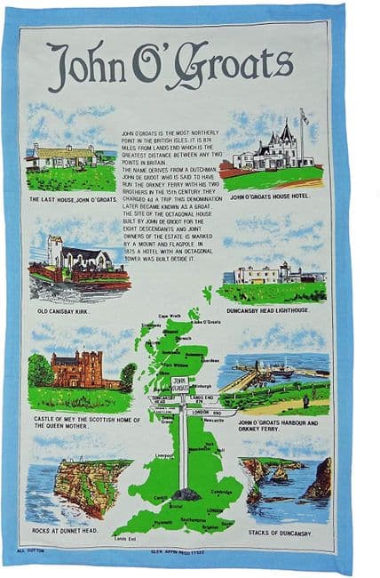 Pure Cotton John O ' Groats Tea Towel