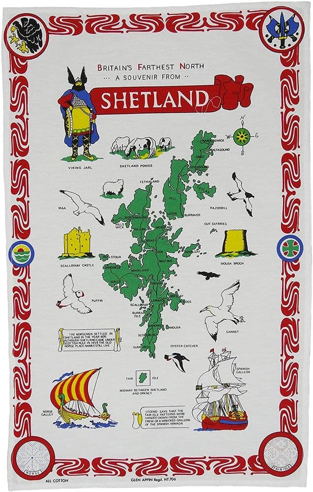 Pure Cotton Map of Shetland Tea Towel