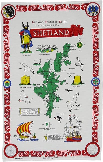 Pure Cotton Map of Shetland Tea Towel