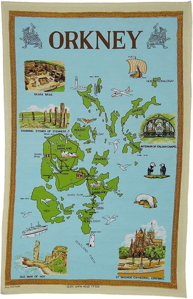 Pure Cotton Orkney Colour Tea Towel