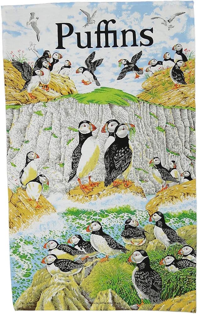 Pure Cotton Puffins Tea Towel