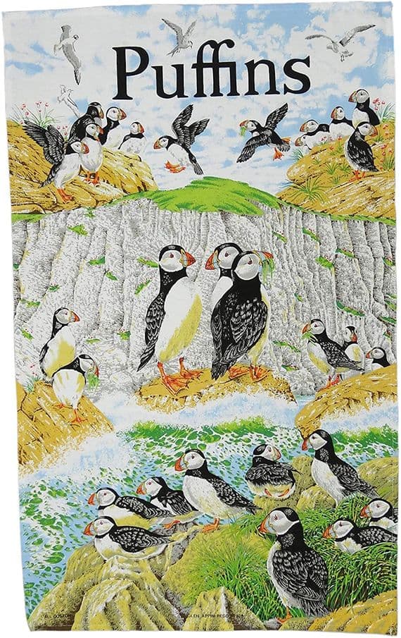 Pure Cotton Puffins Tea Towel