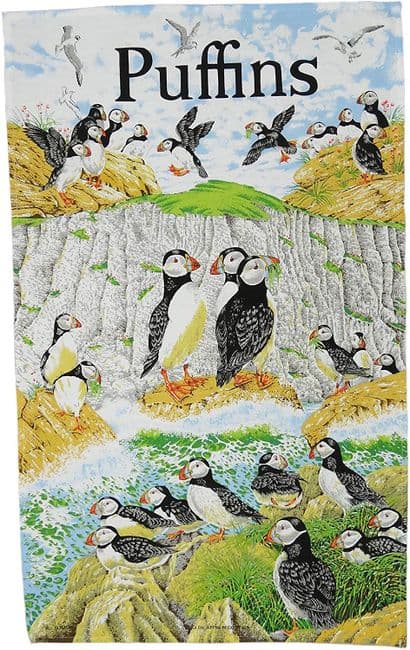 Pure Cotton Puffins Tea Towel