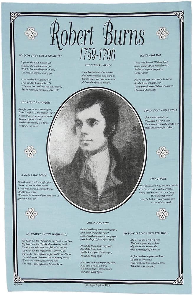 Pure Cotton Robert Burns Poem Tea Towel