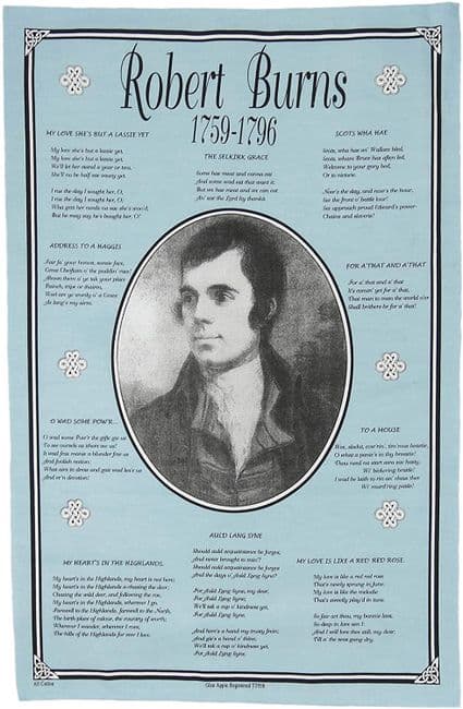 Pure Cotton Robert Burns Poem Tea Towel