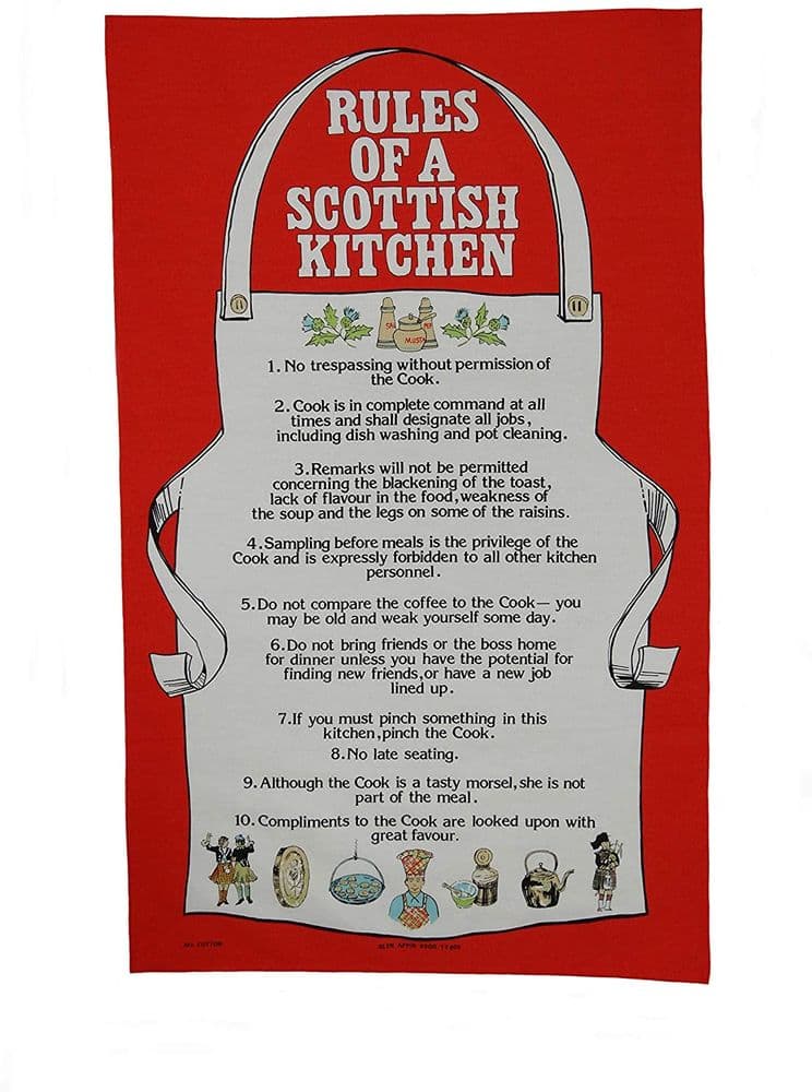 Pure Cotton Rules of A Scottish Kitchen Tea Towel