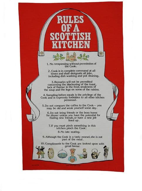 Pure Cotton Rules of A Scottish Kitchen Tea Towel
