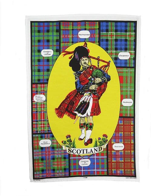 Pure Cotton Scotland Piper Tea Towel