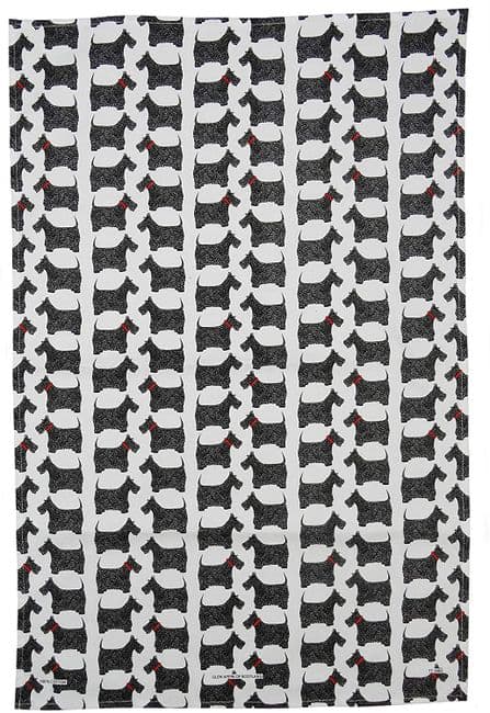 Pure Cotton Scottie Dog Repeat Tea Towel