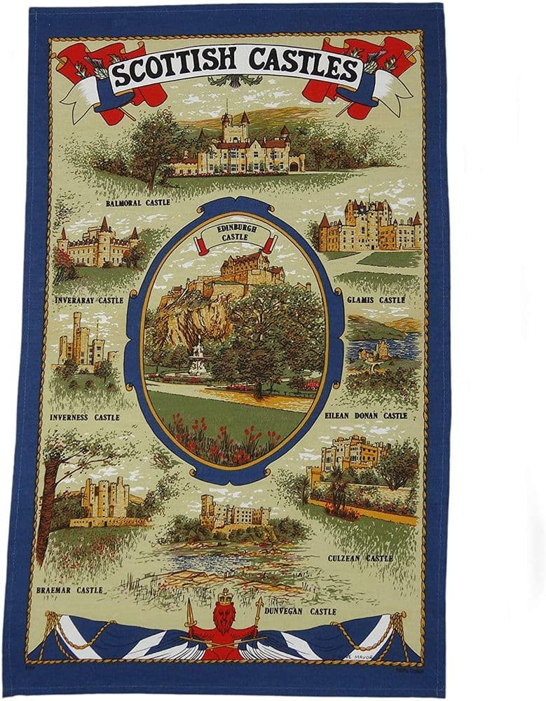 Pure Cotton Scottish Castles Tea Towel