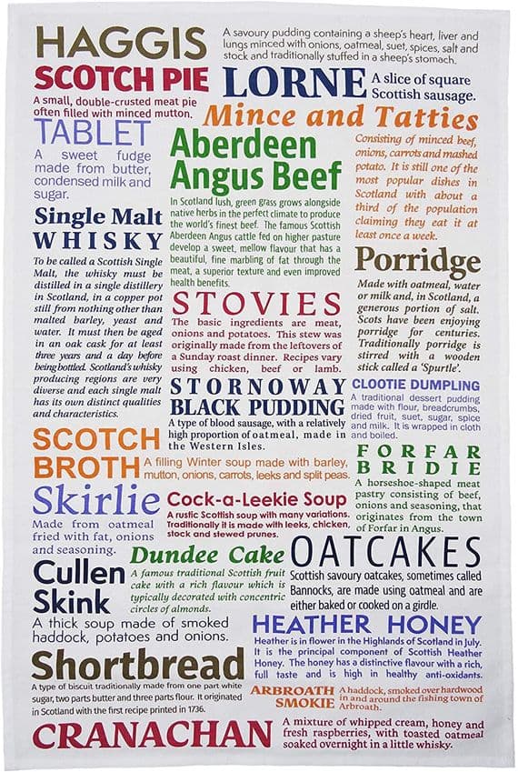 Pure Cotton Scottish Delicacies Tea Towel