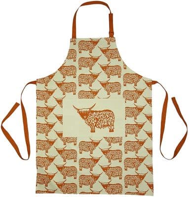 Pure Cotton Scottish Highland Cow Kitchen Apron
