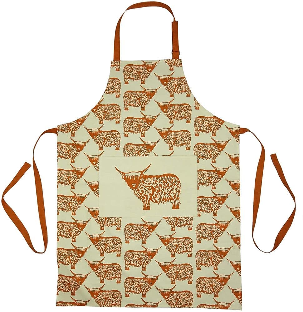 Pure Cotton Scottish Highland Cow Kitchen Apron