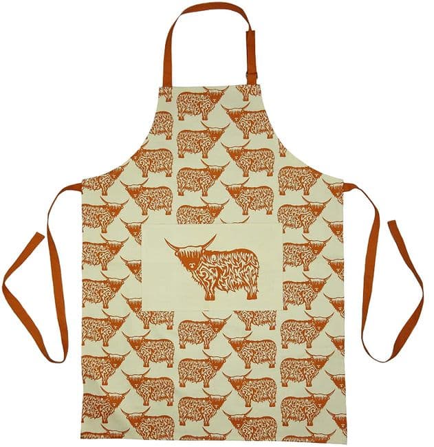 Pure Cotton Scottish Highland Cow Kitchen Apron
