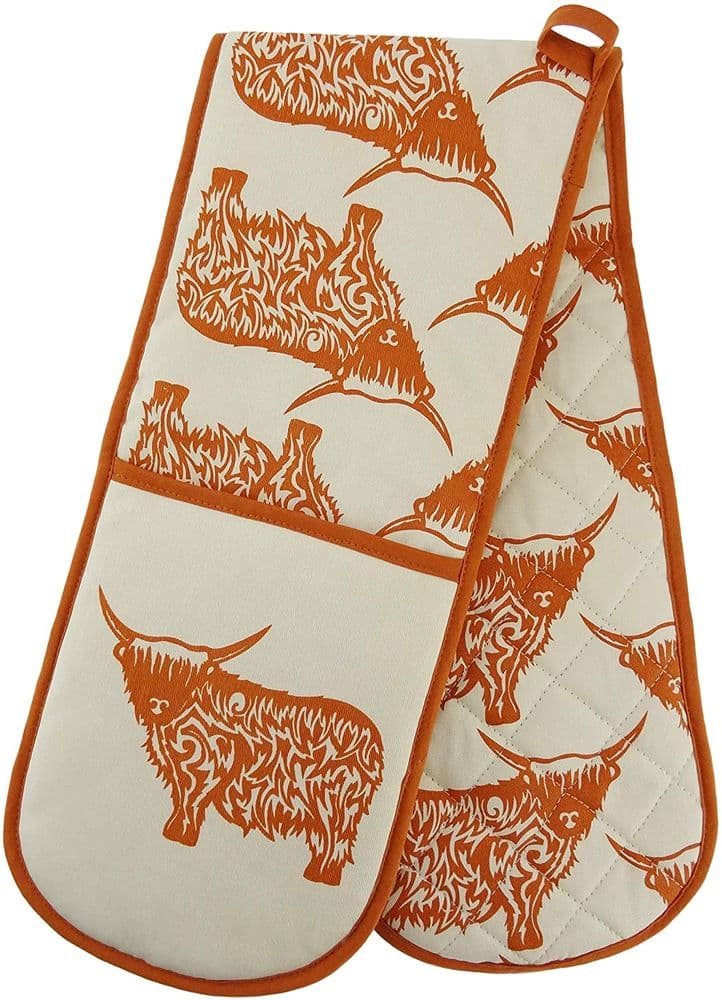 Pure Cotton Scottish Highland Cow Oven Gloves