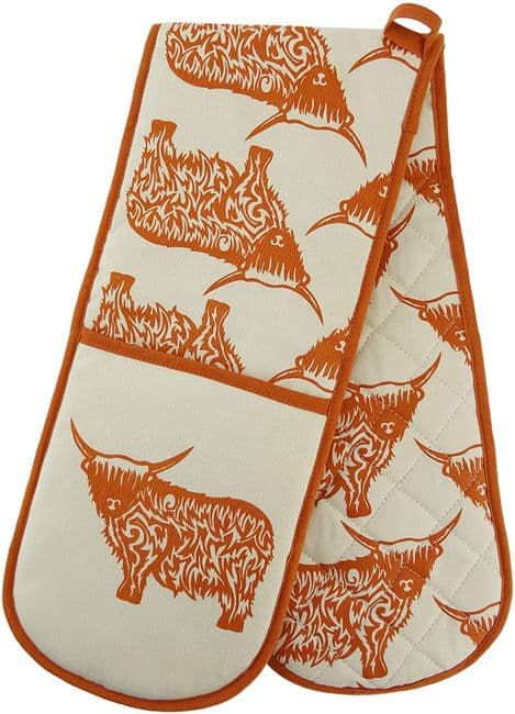 Pure Cotton Scottish Highland Cow Oven Gloves