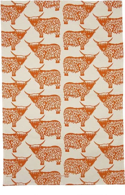 Pure Cotton Scottish Highland Cow Repeat Tea Towel