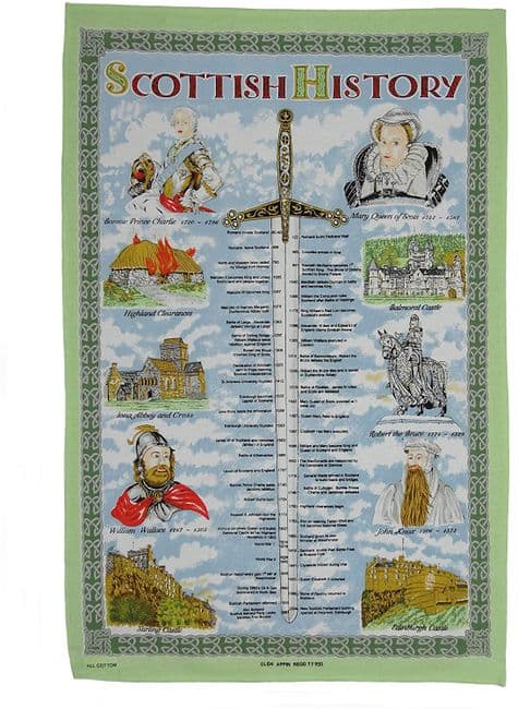 Pure Cotton Scottish History Tea Towel