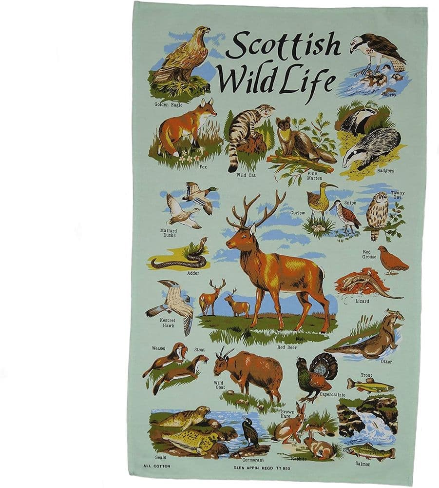 Pure Cotton Scottish Wildlife Tea Towel