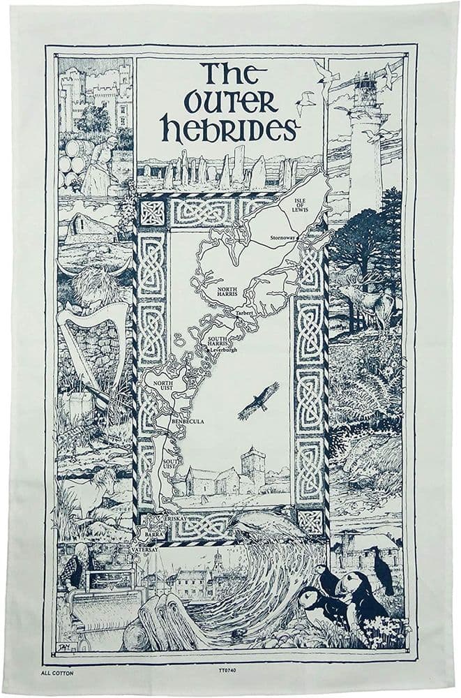Pure Cotton The Outer Hebrides of Scotland Tea Towel