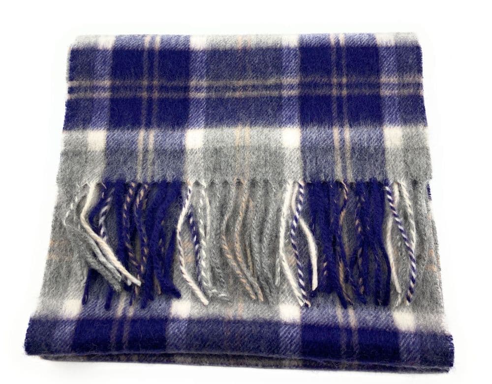 Pure Edinburgh Lambswool Bannockbane Silver Tartan Scarf