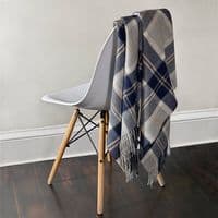 Bannockbane Grey Tartan Lambswool Rug | Scottish Blanket