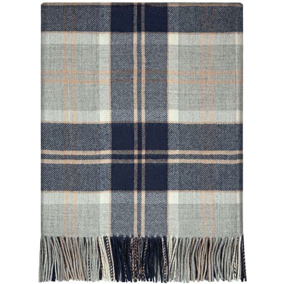 Bannockbane Grey Tartan Lambswool Rug | Scottish Blanket