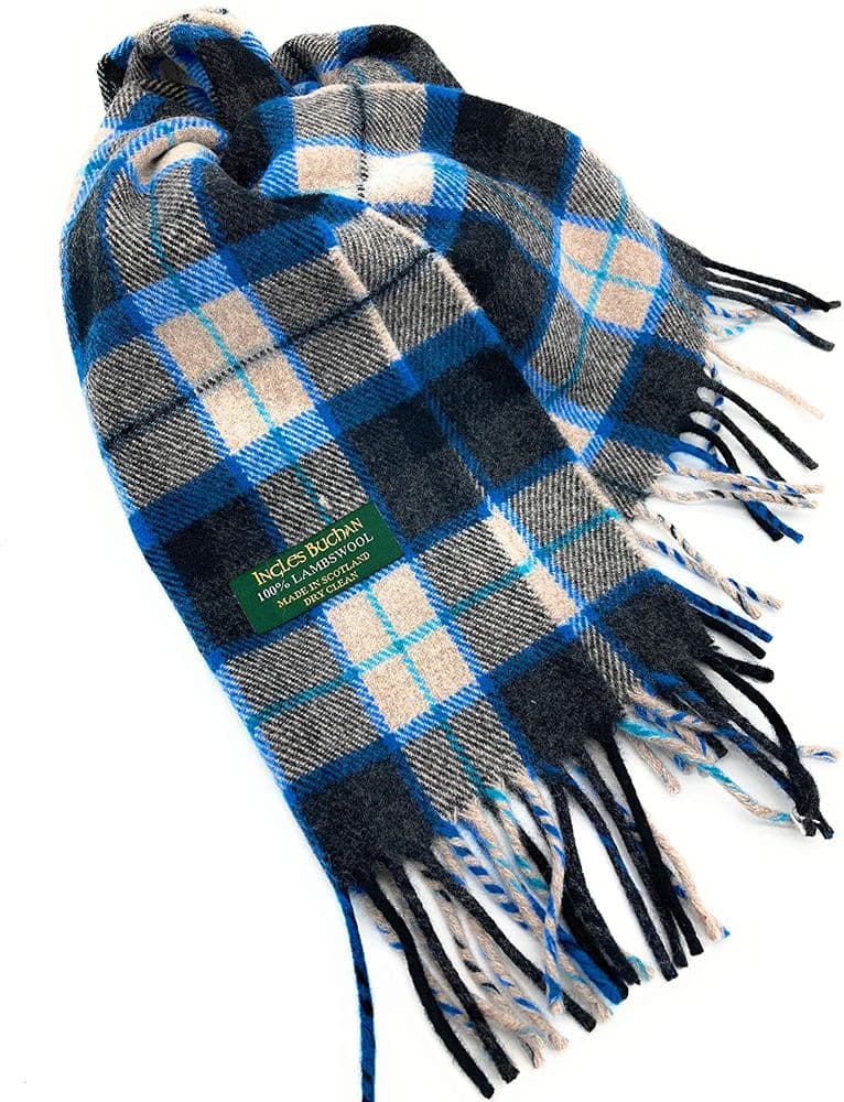 Pure Lambswool Blue & Charcoal Scarf By Ingles Buchan of Scotland