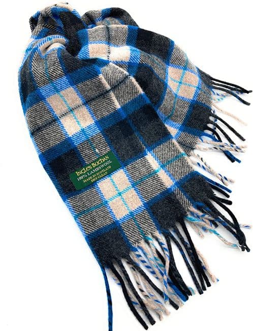 Pure Lambswool Blue & Charcoal Scarf By Ingles Buchan of Scotland