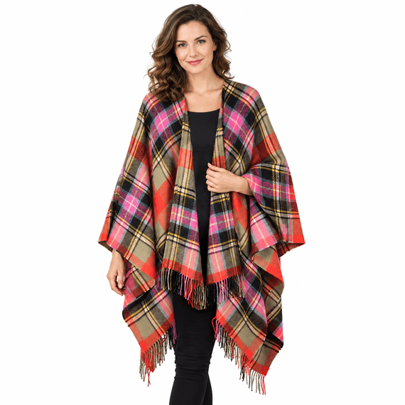 Pure Lambswool Bruce of Kinnaird Ancient Tartan Cape – Made in Scotland | Scottish Tartan Wrap
