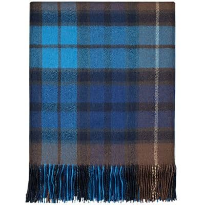 Pure Lambswool Buchanan Blue Tartan Rug/Blanket - Made in Scotland