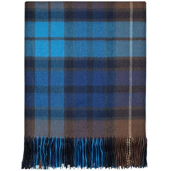 Pure Lambswool Buchanan Blue Tartan Rug/Blanket - Made in Scotland
