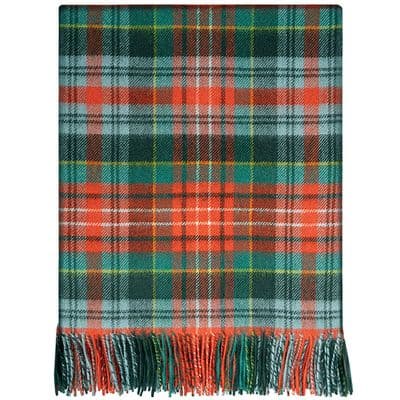 Pure Lambswool Caledonia Ancient Tartan Rug/Blanket - Made in Scotland