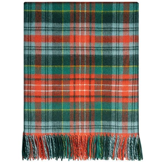 Pure Lambswool Caledonia Ancient Tartan Rug/Blanket - Made in Scotland